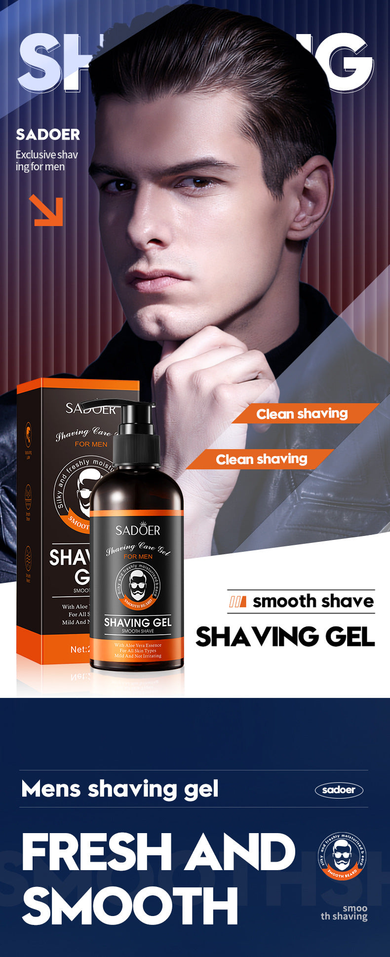 Full English Men's Shaving Gel210ml SADOER Softening Beard  Wholesale