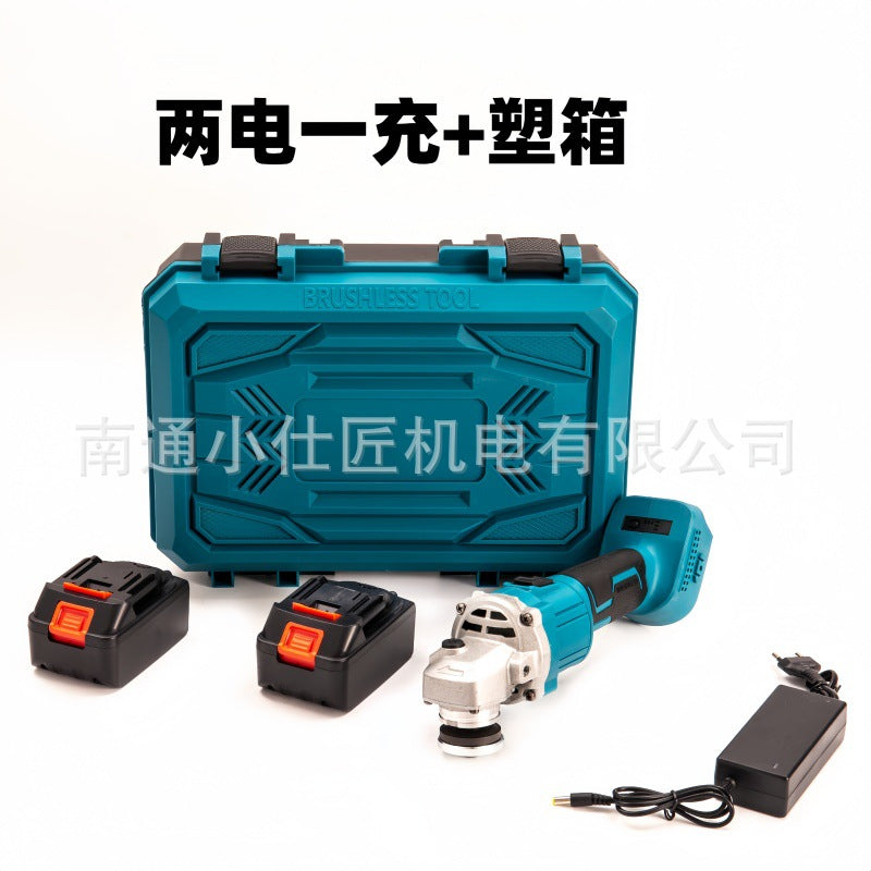 Two Batteries and One Charger Cross-Border Brushless Angle Grinder Cordless Handheld Household Grinding Cutting Angle Grinder