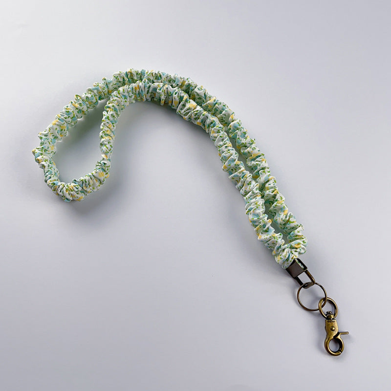 Keychain Large Elastic Polyester Wrinkle Print Hanging Ring Buckle Work Badge Phone Lanyard Chain