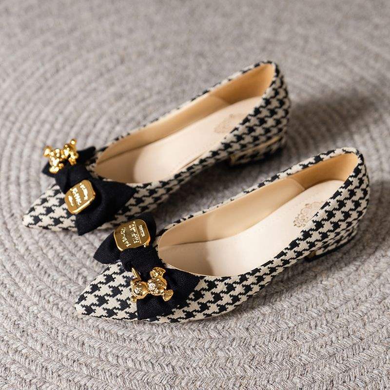 plus Size Women's Shoes35One43Wide Toe Fat Bean Shoes for Women, Shallow Mouth Fashionable Elegant Pointed Toe Evening Style Low Heel Single Shoes