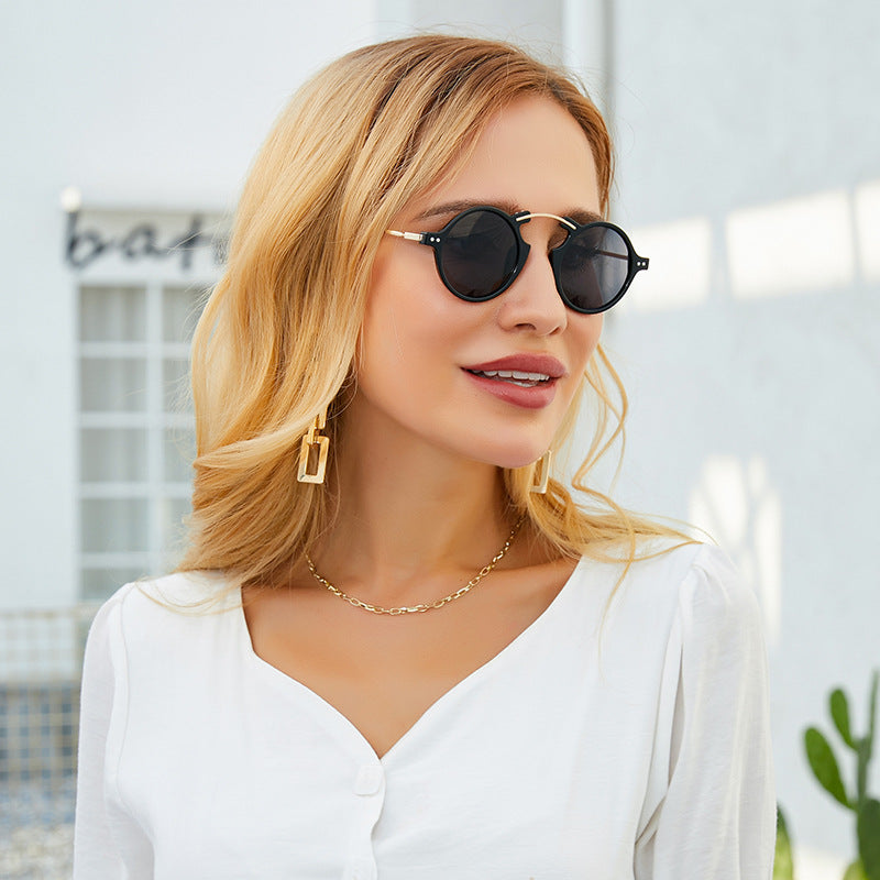 Steampunk Small Frame Sunglasses for Women, European and American Trendy Round Frame Sunglasses, Unique Street Style Glasses for Women sunglasses