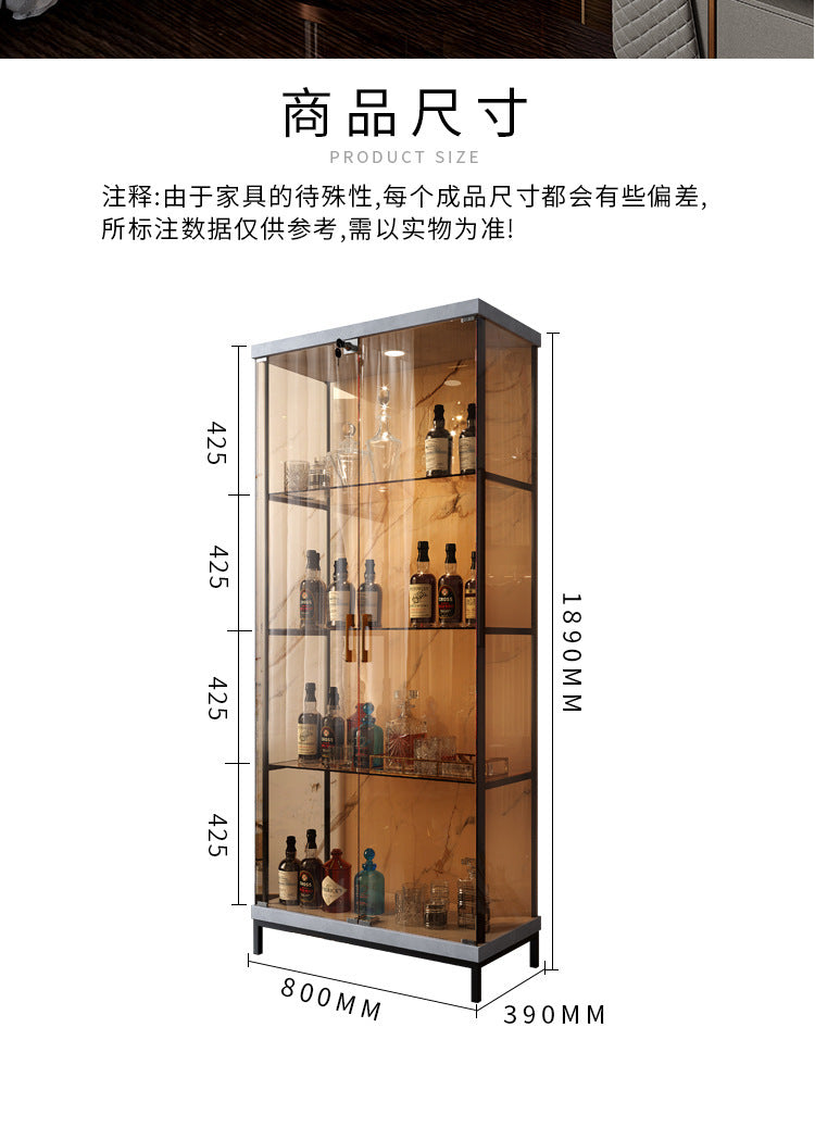Simple Wine Cabinet Wall-Mounted Living Room Modern Simple Glass Storage Cabinet Home Storage Cabinet Light Luxury High-End Display Cabinet