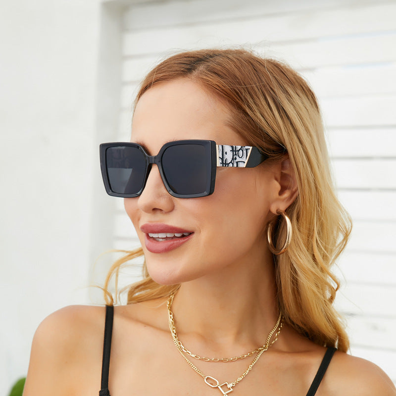 New Fashion Large Frame UV Protection Sunglasses for Women Square Frame Sunglasses European and American Style Glasses