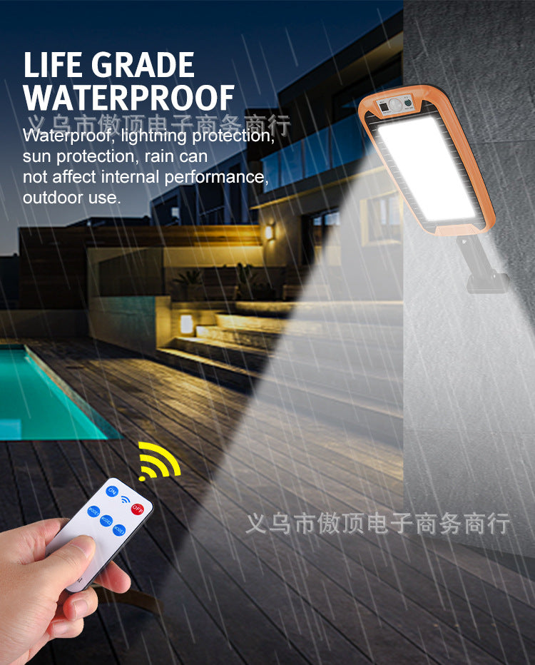 New Solar Light Outdoor Human Body Induction Light with Remote Control Wall Light Waterproof Garden Light LED Garage Light Street Light
