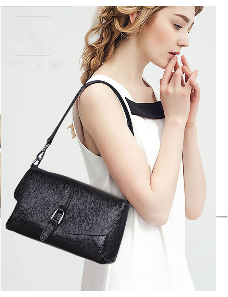 Women's Genuine Leather Bag for Middle-aged Moms, Large Capacity Soft Cowhide Underarm Bag, Single Shoulder Crossbody Bag, Shiling Bag, Spring New Model