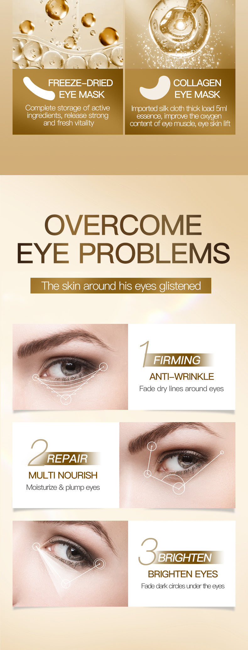 Collagen Hyaluronic Acid Freeze-Dried Eye Mask SADOER Firming and Moisturizing Eye Mask Cross-Border Wholesale