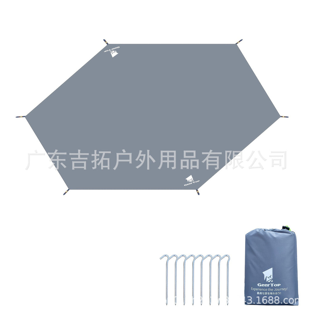Camping Tent Hexagonal Ground Sheet Outdoor Camping Waterproof Moisture-Proof Oxford Ground Mat Multi-Functional Sunshade Curtain Picnic Mat