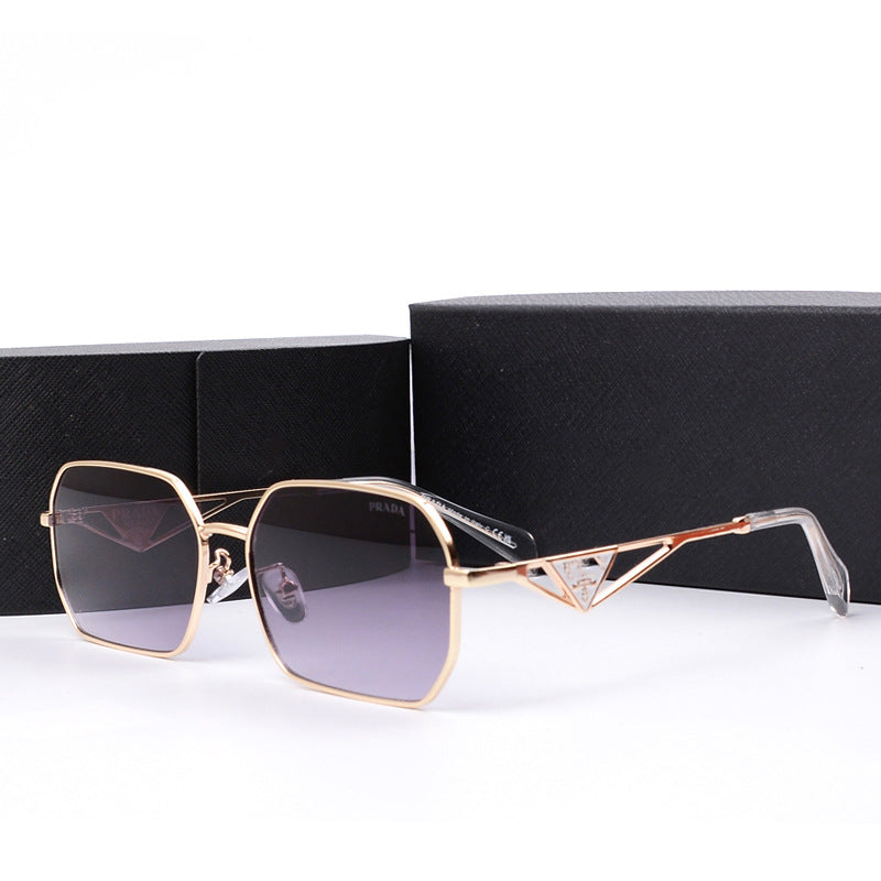 New Metal Sunglasses for Men and Women Classic Elegant Versatile Sunglasses Travel UV Protection Double Bridge Sunglasses Hot