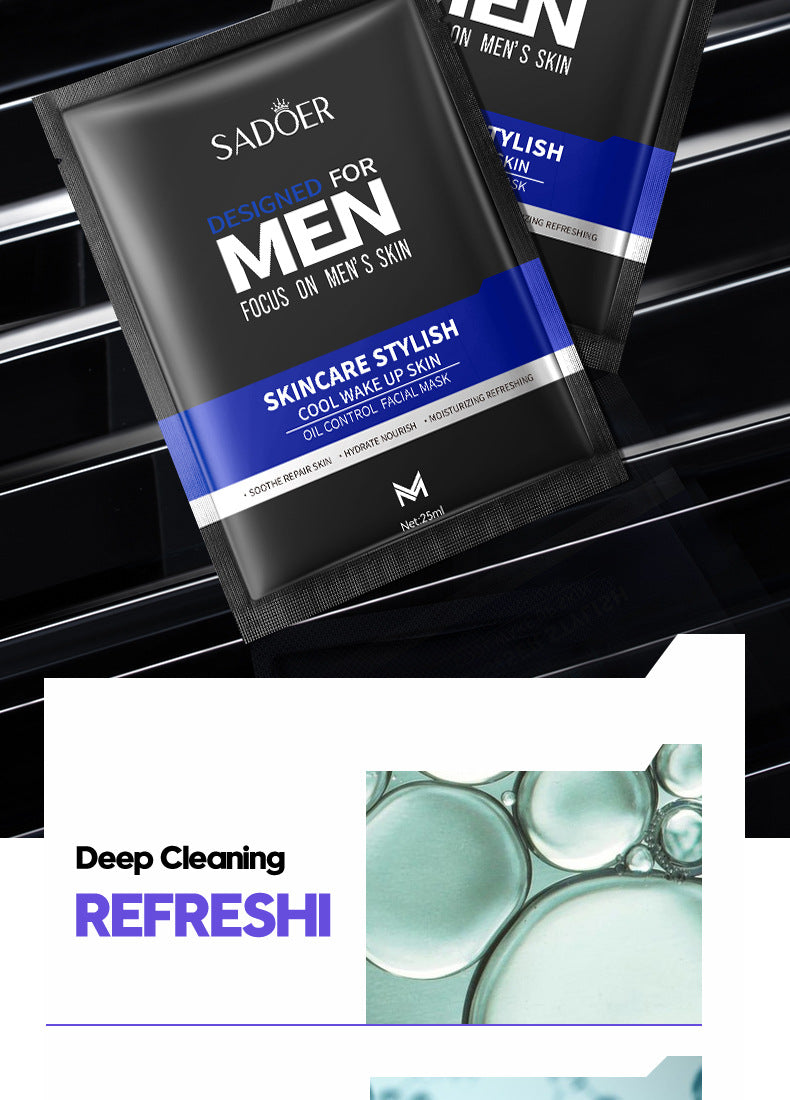 Full English Men's Face Mask25g SADOER Cool and Refreshing Men's Hydrating Mask Stickers  Wholesale