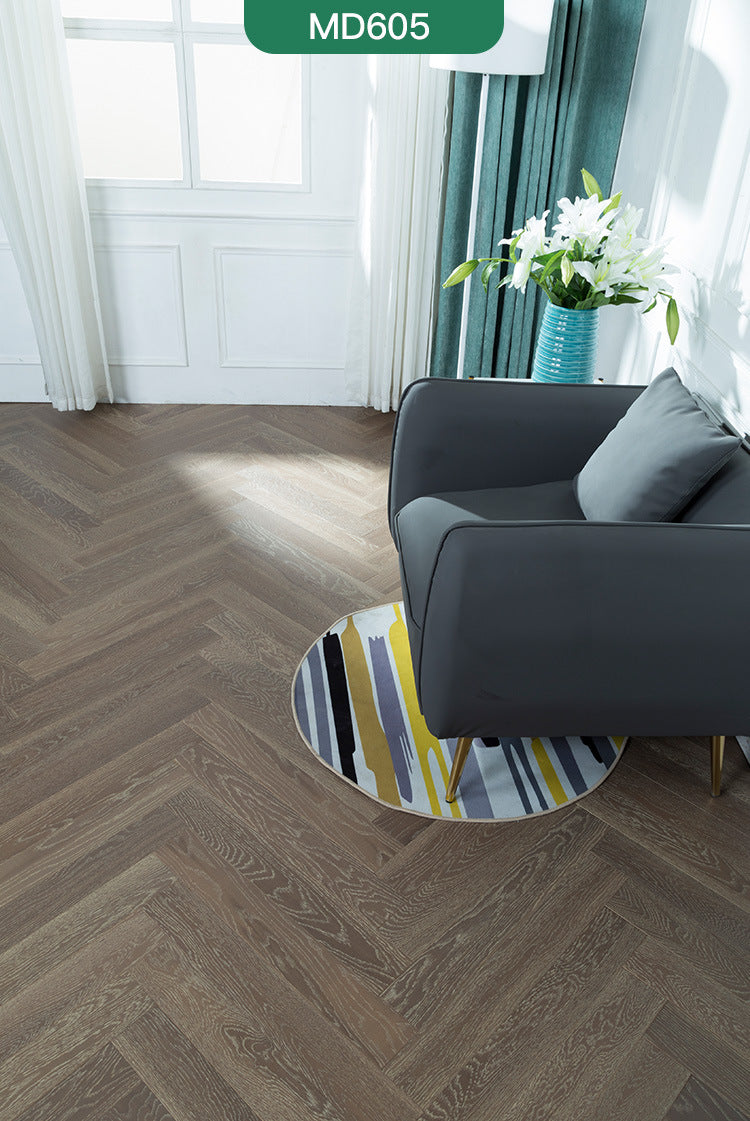 In-stock wholesale with on-site installation Herringbone Locking Floor Heating New Three-Layer Solid Wood Flooring Oak Black Walnut Flooring