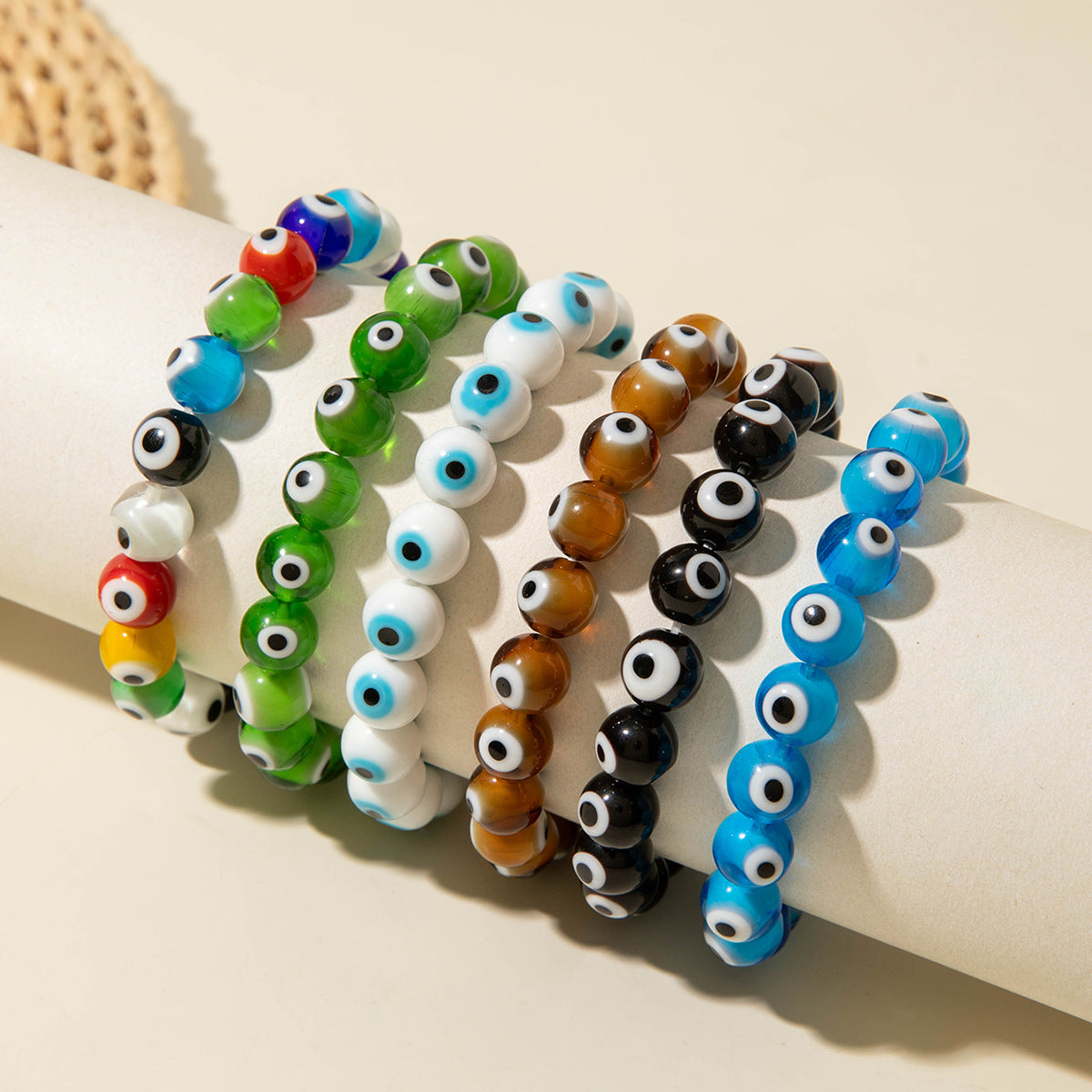 European and American Ornament Bohemian Devil's Eye Beaded Bracelet  Fashionable and Unique Eye Elastic Bracelet Wholesale