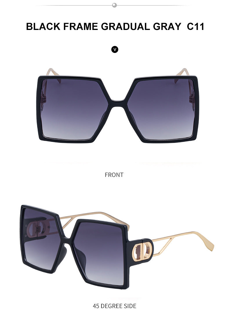 Fashion Large Frame Sunglasses for Women ins Internet Celebrity Style Square Frame Sunglasses for Women Trendy Street Photography Glasses sunglasses