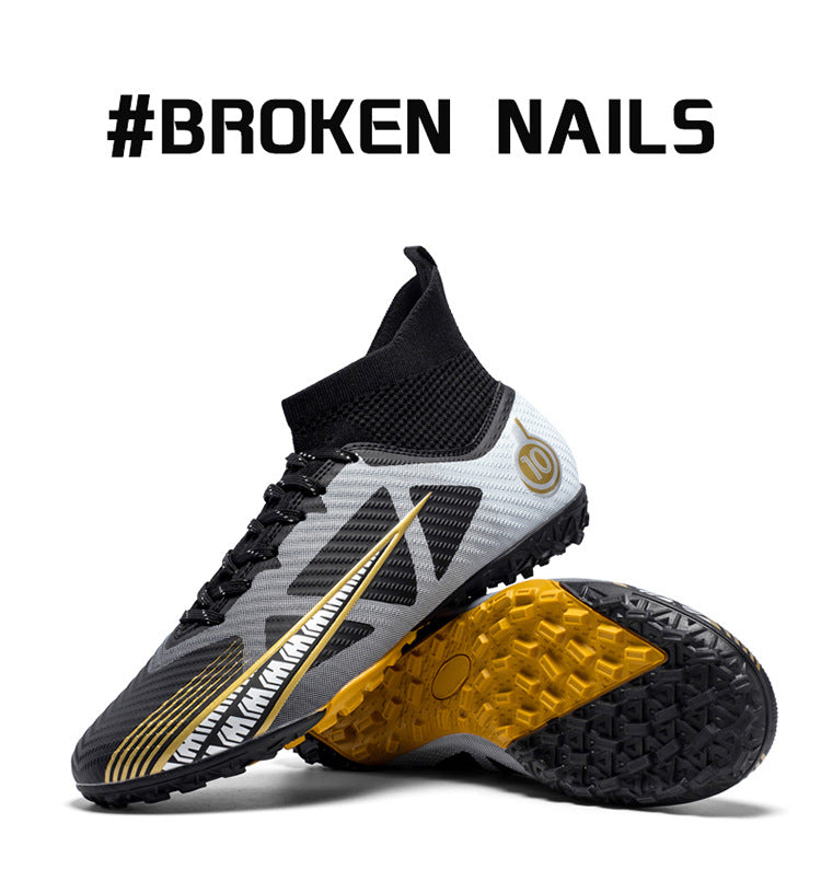 World Cup Football Shoes Men's High Top Long Spike Lawn Broken Spike Youth Student Competition Training Shoes