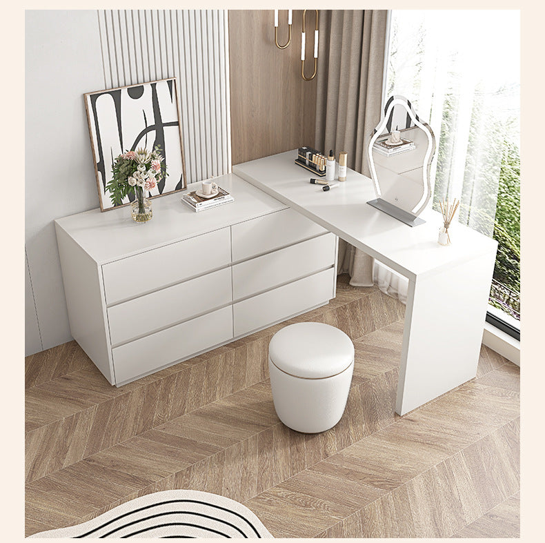 Custom Light Luxury Dressing Table Bedroom Small Apartment Modern Simple Skin Feel Gray Makeup Table Integrated Cabinet Makeup Desk Minimalist