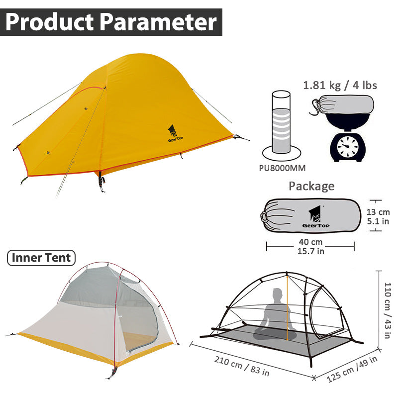 Outdoor Supplies Tent Outdoor Camping Double Layer Tent Thickened Waterproof Windproof Camping Hiking Mountaineering Tent