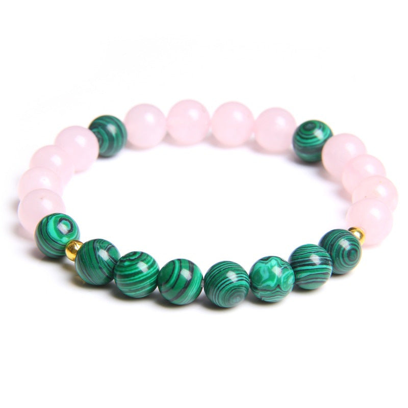 Natural Stone Tiger Eye Spacer Bracelet for Women8mm Beaded Colorful Bracelet Single Loop Elastic Pink Quartz Malachite Bracelet