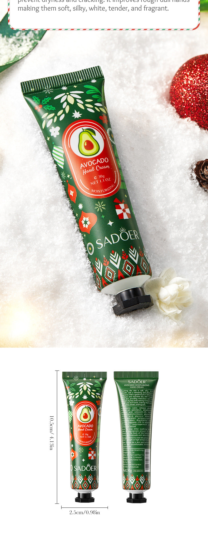 Honey Tender Hand Cream30g SADOER Skin Rejuvenation Hand Cream for Autumn and Winter Cross-Border Wholesale