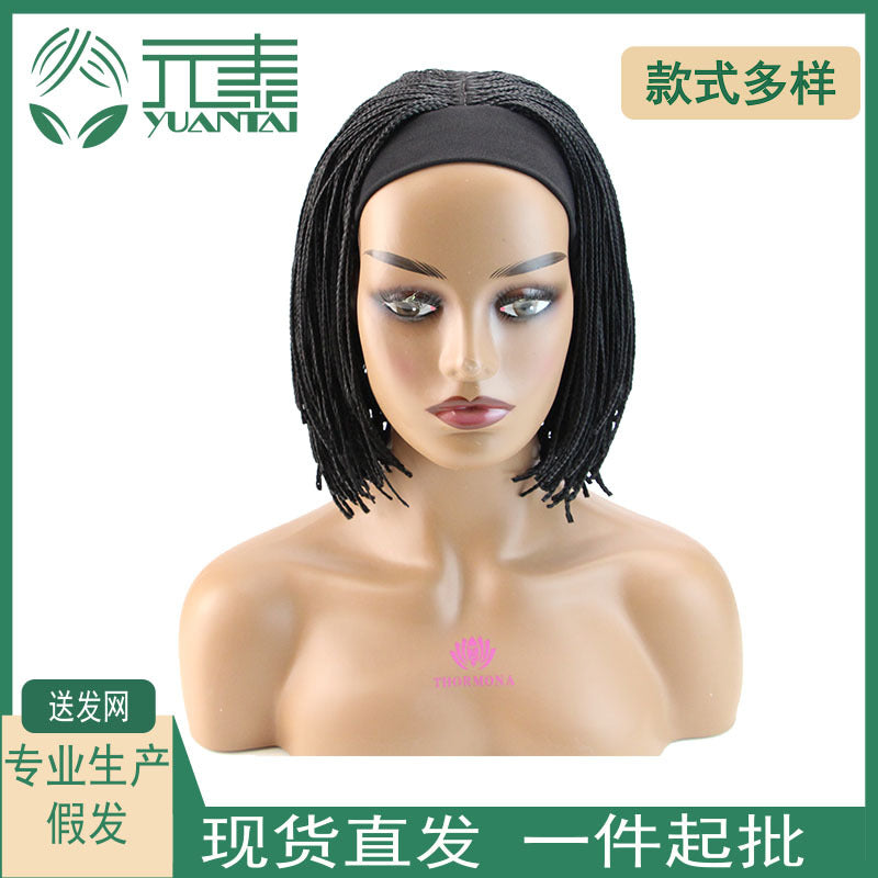 Factory In-Stock African Drawstring Braided Bob Wig Ice Silk Headband Bob headband Braid Wigs