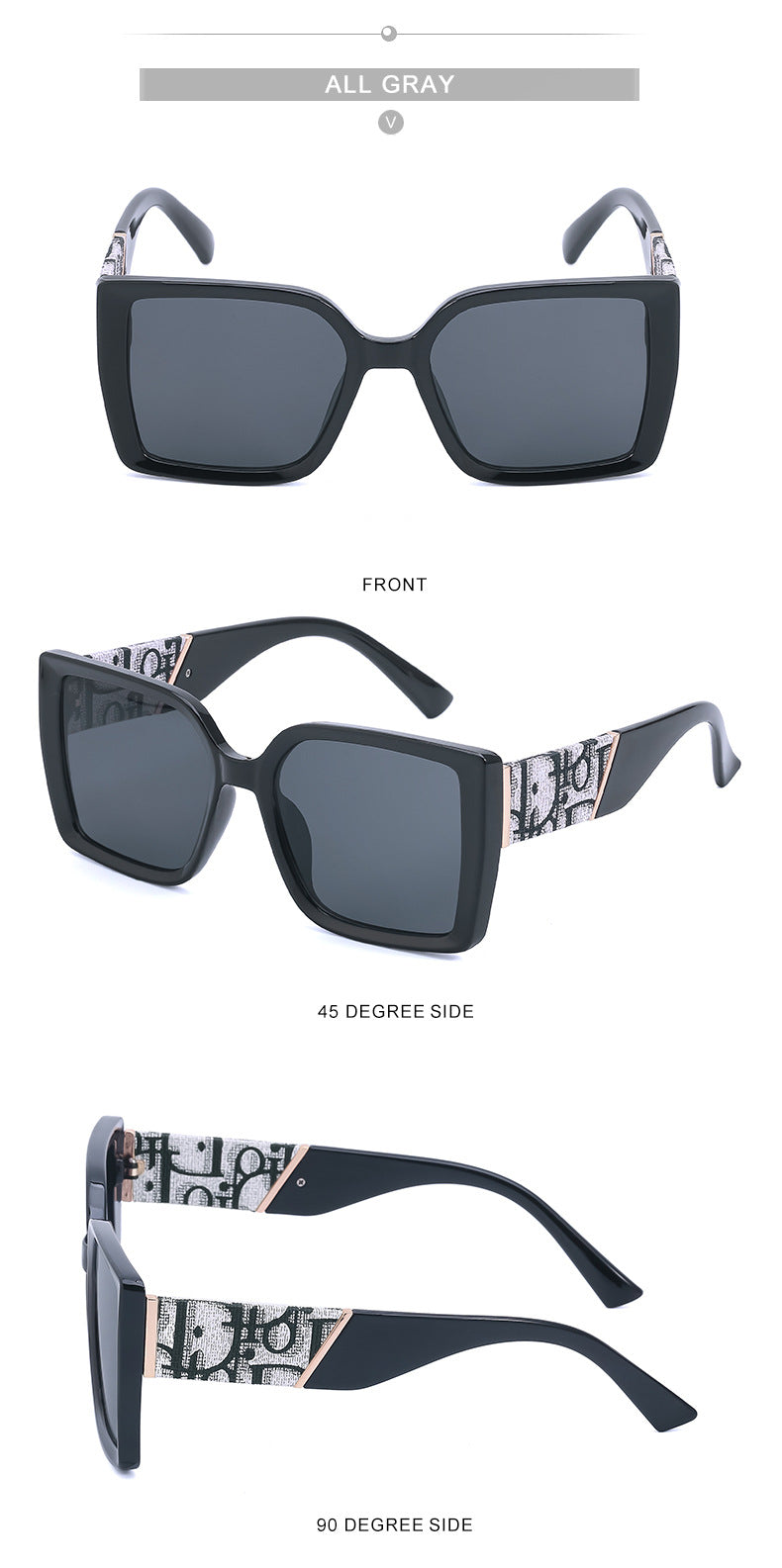 New Fashion Large Frame UV Protection Sunglasses for Women Square Frame Sunglasses European and American Style Glasses