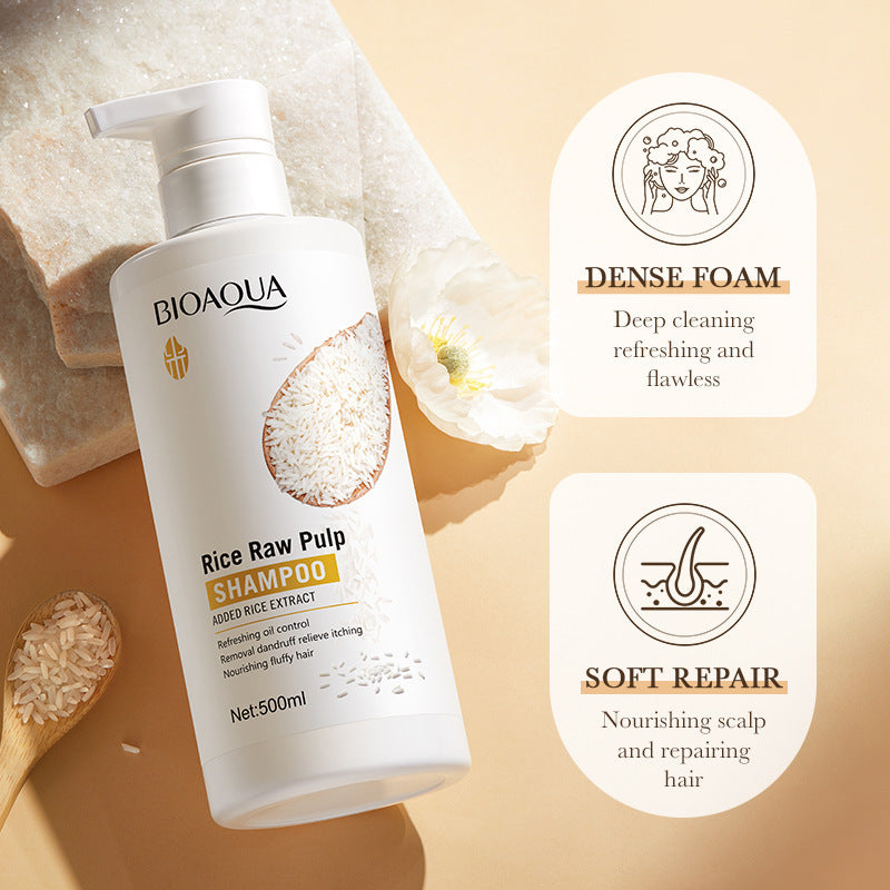 BIOAOUA Rice Puree Shampoo Anti-Dandruff Oil Control Volumizing Long-Lasting Fragrance Hair Wash Foreign Trade