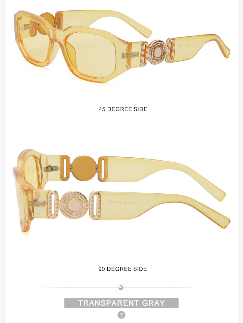 2025New Small Square Frame Sunglasses European and American Trendy Head-Shaped Polygonal Glasses Small Frame Sunglasses for Men