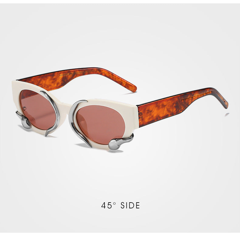 gm Same Style Women's Sunglasses Snake Small Frame Sunglasses High-End Steampunk Cat Eye Glasses shades