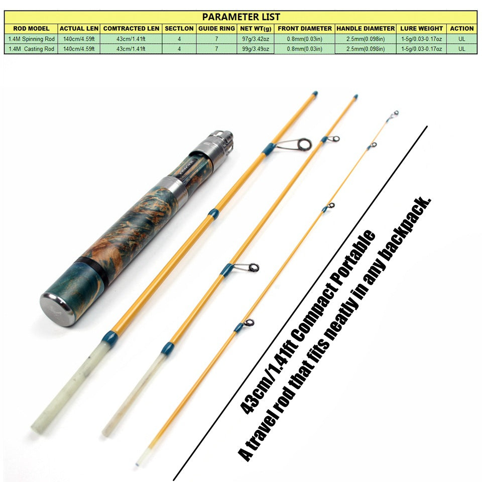 1.4MiXixiu Elastic Rod Ultra-Soft Portable Four-Section Lure Rod for Fishing Small Fishes Like Mouthfish and White Striped Fish Wholesale from Manufacturer