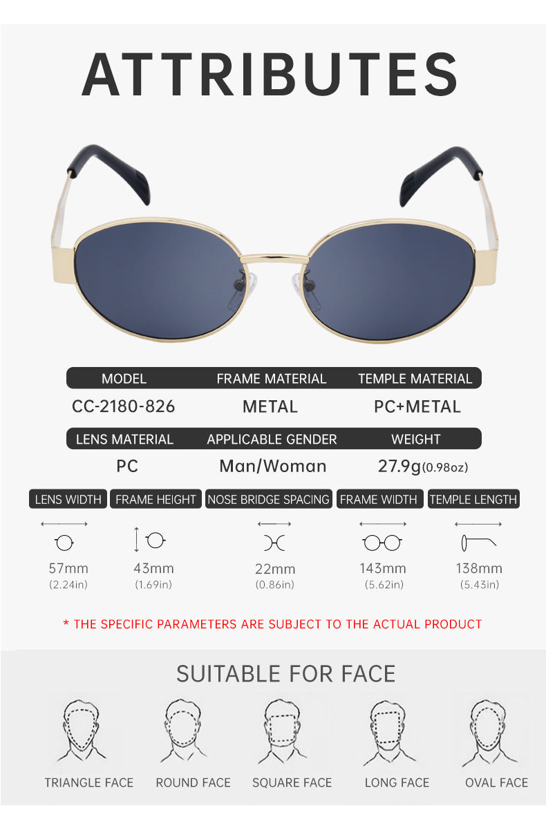 New European and American Fashion Oval Frame Sunglasses for Women High-end Sunglasses for Women Trendy Sunscreen Wholesale sunglass