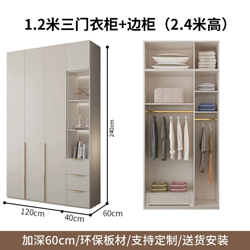 Custom Solid Wood Wardrobe for Home Bedroom Modern Simple Cream Style Hot-Selling Storage Cabinet One-Door to Ceiling Large Wardrobe