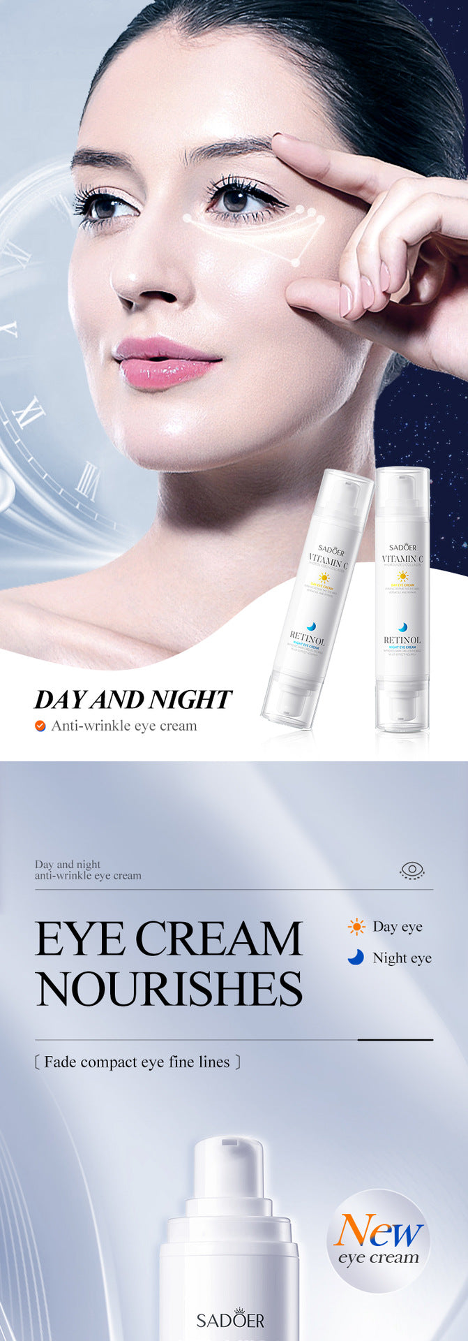 Anti-Wrinkle Eye Cream SADOER Early C Late A Day and Night Light Skin rejuvenating eye cream cross-border wholesale