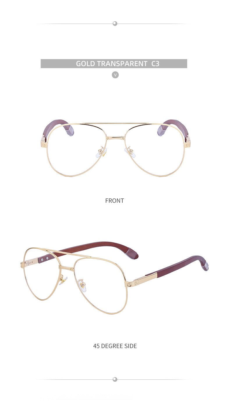 European and American Retro Wooden Leg Aviator Sunglasses for Men Wooden Driving Frog Sunglasses Wholesale