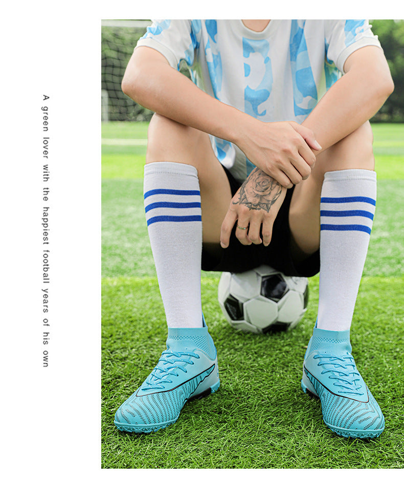 New Professional Football Shoes Boys High Top Youth Students Competition Training AG Long Spike Broken Spike Sneakers