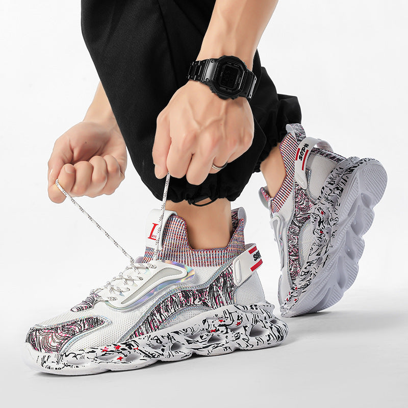 2025Foreign Trade Large Size Breathable Mesh National Trend Casual Sports Shoes with Ultra-light Sole and Height-increasing Fashion Dad Shoes