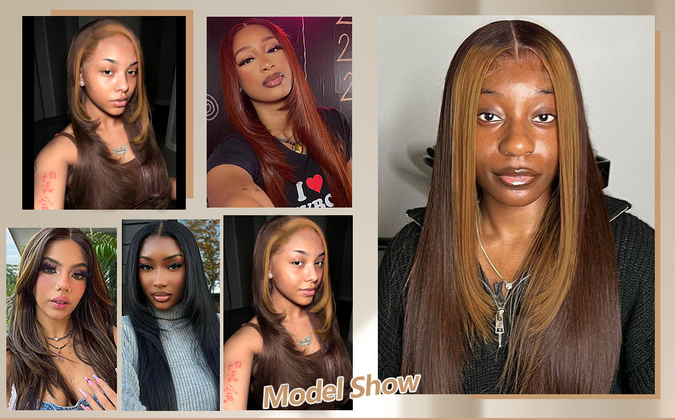 Synthetic Full Wig European and American Foreign Trade Hot-Selling Wig Highlight Straight Wig