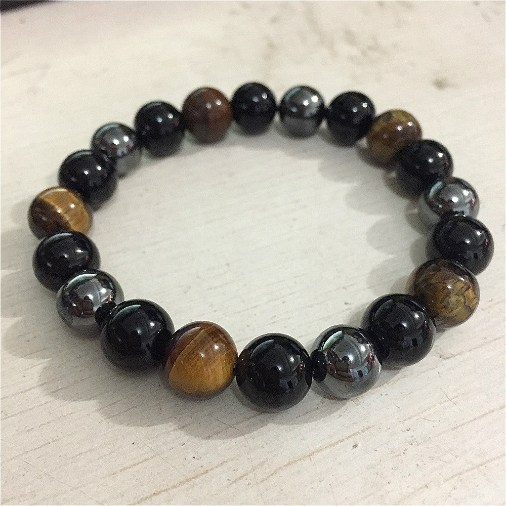 Men's Tiger Eye Magnetic Bracelet Natural Stone10mm Agate Bracelet Elastic Cord Single Circle Tiger Eye Stone Beaded Bracelet