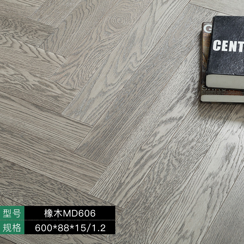 In-stock wholesale with on-site installation Herringbone Locking Floor Heating New Three-Layer Solid Wood Flooring Oak Black Walnut Flooring