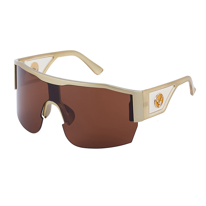 Y2K Millennium Integrated Cycling Sports Sunglasses for Women, European and American Style, Large Frame, Windproof, Half Frame Sunglasses