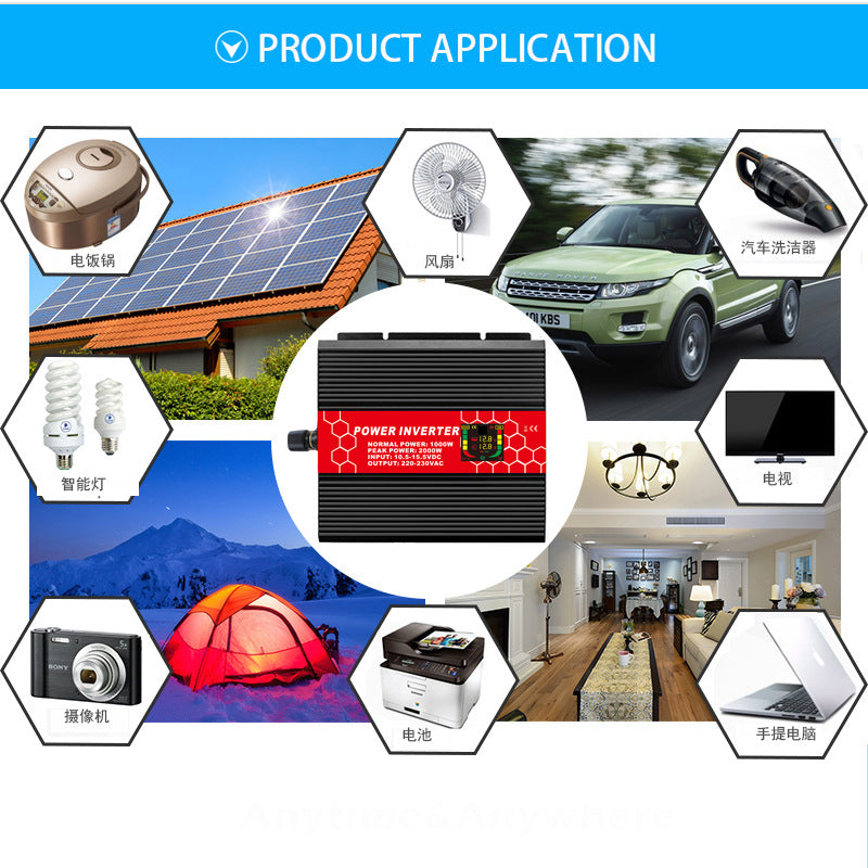 Pure Sine Wave Inverter2000W E-commerce Hot-Selling Products Smart Display Wired Switch