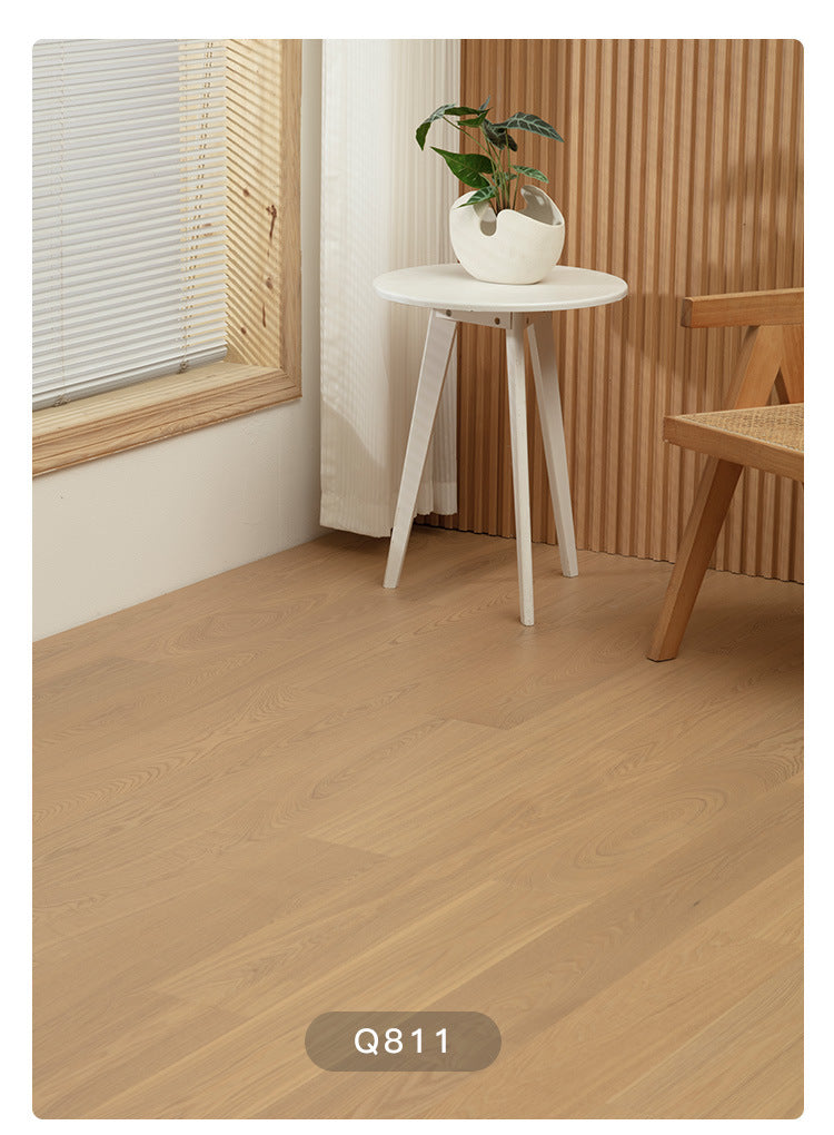 1.2mm White Ash Natural Wood Veneer New Three-Layer Solid Wood Composite Floor Heating Home Eco-Friendly Flooring Package Installation for Entry