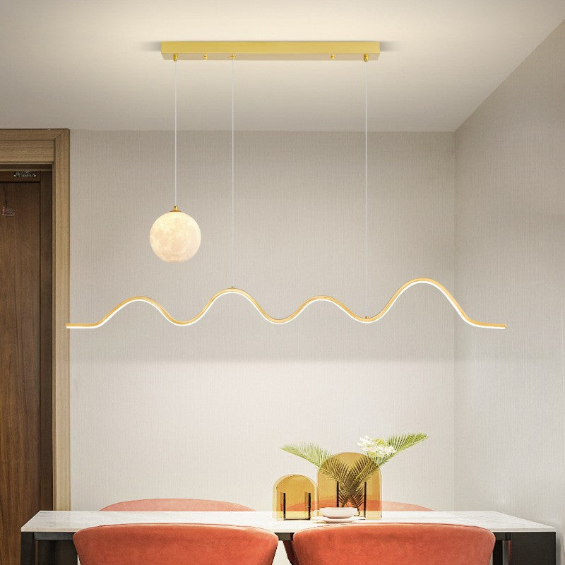 Restaurant Pendant Light Luxury Dining Room Table Bar Counter Lighting Modern Minimalist Moon Lamp Minimalist Long Strip Restaurant Light