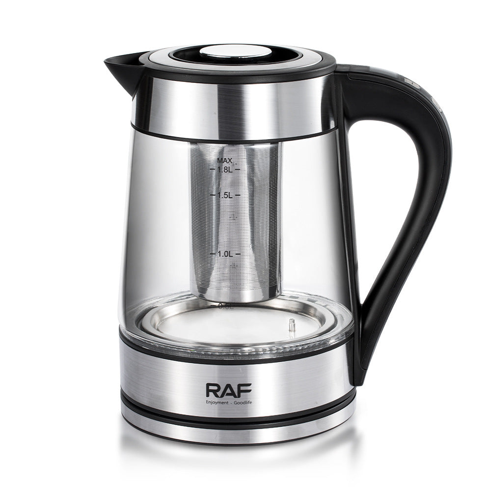 RAF European Standard Electric Kettle Automatic Power Off High Borosilicate Glass Electric Kettle LED Adjustable Temperature with Filter Plug7202