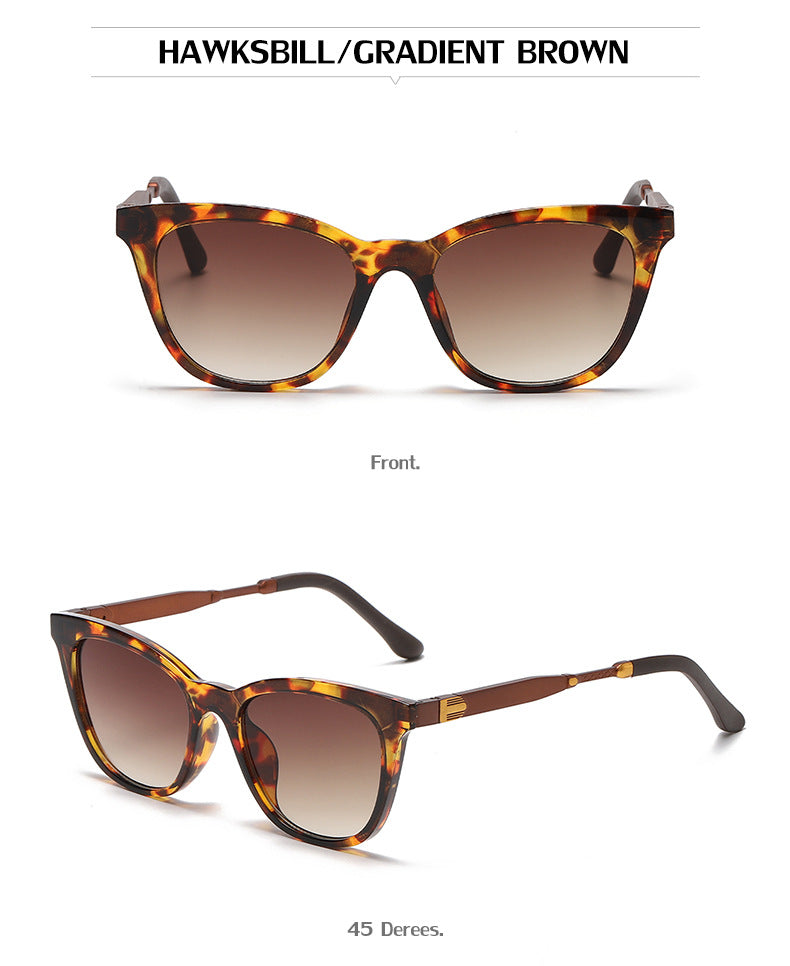 Aluminum-magnesium Spring Mirror Leg Cat Eye Sunglasses Men UV Protection ins Large Frame Sunglasses for Women with High-End Feel