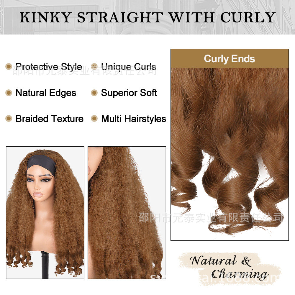 Africa YAKI Curly End Curly Hair Synthetic Wig V The top of the model is hollowed out