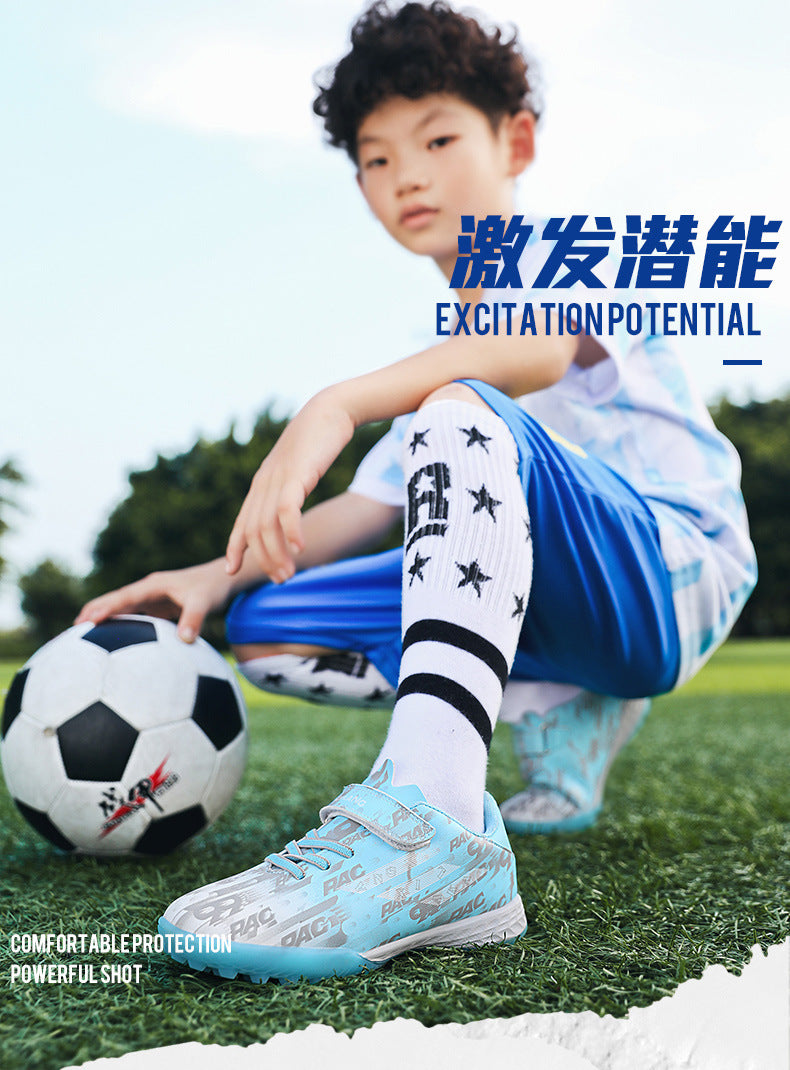 New Children's Magic Sticker Broken Nail Training Football Shoes Girls Boys Primary School Students Competition Training Sneakers