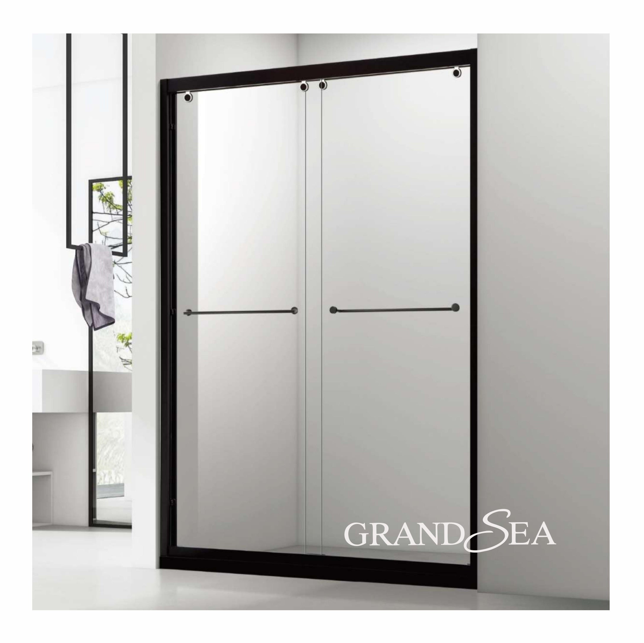 Luxury Simple Bathroom Sliding Tempered Glass Aluminum Frame Door Shower