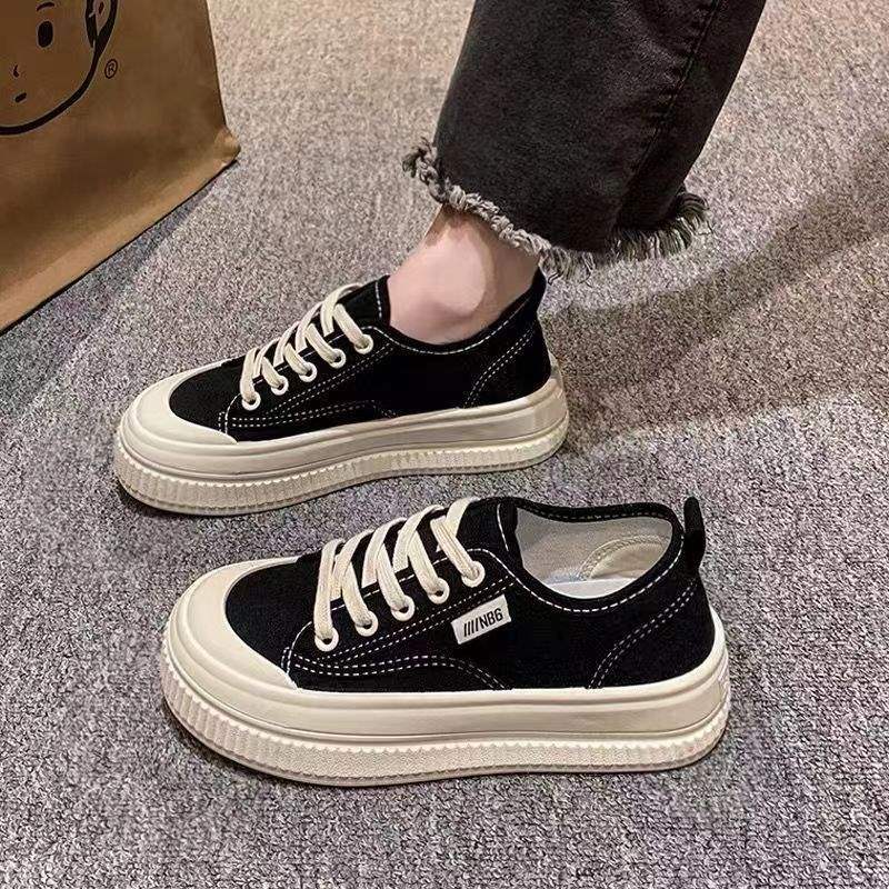 Yuechen Thick-Soled Canvas Shoes for Women, Versatile Breathable White Sneakers2025Spring and summer niche casual sneakers
