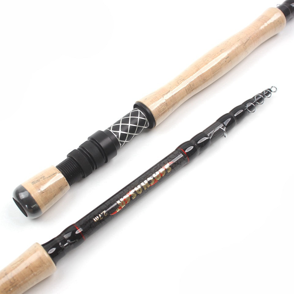 European and American Popular Portable Retractable Fly Rod Carbon Fiber Wooden Handle Fly Fishing Rod Retractable Lure Fishing Rod