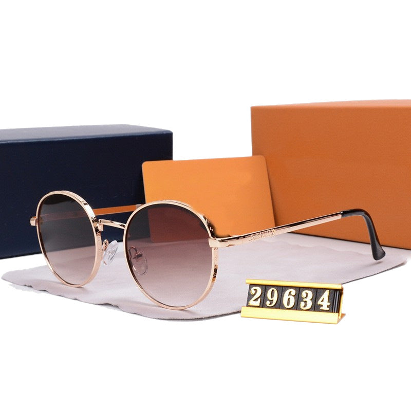 New Classic Retro Single Beam Leopard Head Decorative Sunglasses Men's Driving Metal Round Frame Sunglasses