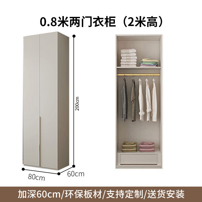 Cream Style Solid Wood Wardrobe Modern Simple Bedroom Storage Cabinet One Door to Ceiling Economical Small Apartment Home Large Wardrobe