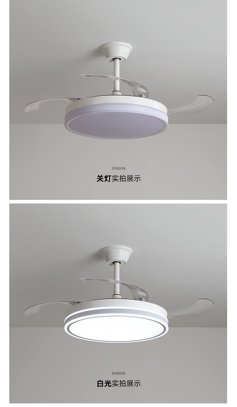2025New Modern Minimalist Ceiling Fan Light Living Room With Electric Fan Chandelier Dining Room Bedroom421-inch Invisible Fan Light